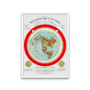 Carte de la Terre plate - Alex Gleason 1892 | 5 étoiles (94 avis) | Remasterisé en téléchargement numérique haute résolution imprimable 300 ppp image 7