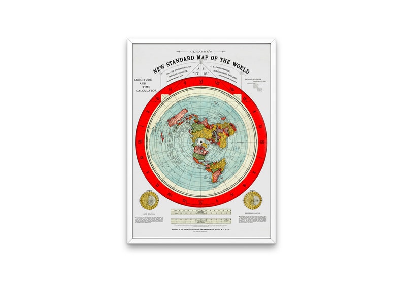 Carte de la Terre plate - Alex Gleason 1892 | 5 étoiles (94 avis) | Remasterisé en téléchargement numérique haute résolution imprimable 300 ppp image 7