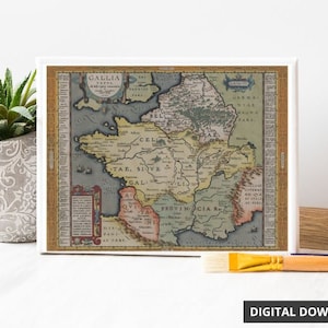 Gallia Vetvs Karte 1590 | Ortelius Western Europe | Remastered Hi-Res Digitaler Download 300DPI