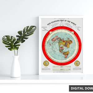 Carte de la Terre plate - Alex Gleason 1892 | 5 étoiles (94 avis) | Remasterisé en téléchargement numérique haute résolution imprimable 300 ppp image 3