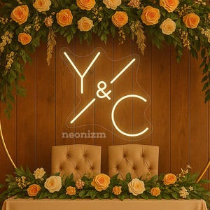 Custom Initials Neon Sign – Personalized Wedding LED Sign – Couple Name Neon Light – Custom Wedding Decor – Engagement Backdrop