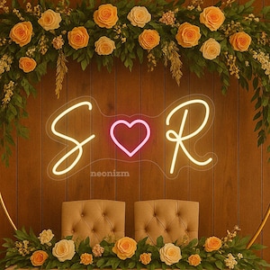 Custom Initials Heart Neon Sign - Wedding Neon Sign - Personalized Neon Sign - Wedding Decor - Couple Name Sign - Wedding Backdrop