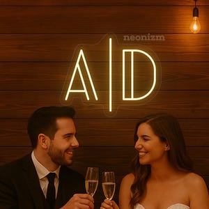 Custom Initials Neon Sign - Wedding Neon Sign - Custom Name Sign - Wedding Backdrop - Wedding Decor - Couple Name Neon - Engagement Decor
