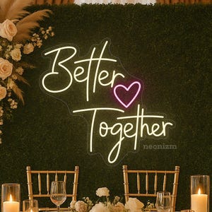 Better Together Neon Sign – LED Wedding Sign – Custom Wedding Backdrop – Engagement Party Decor – Neon Sign Bedroom Wall Light