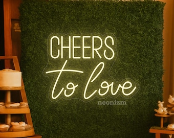 Enseigne au néon Cheers to Love - Enseigne au néon de mariage - toile de fond de mariage - cadeau pour couple - enseigne de douche nuptiale - décoration de fête - cadeaux de mariage