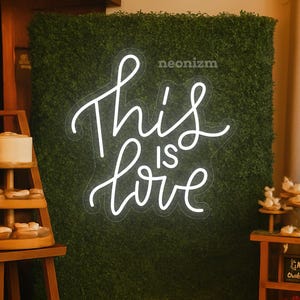 This Is Love Neon Sign – Wedding Neon Light – Romantic Wall Sign – Custom LED Sign for Wedding Backdrop – Love Neon for Bedroom Decor
