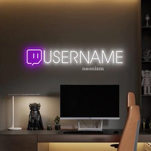 Twitch Username Neon Sign, Custom LED Name Light for Gamers, Streamers, YouTube & Gaming Room Decor - Personalized Neon Sign
