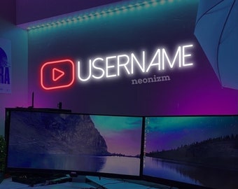 Letrero de neón personalizado para YouTube, regalo para YouTubers, regalo para streamers, decoración de canales.