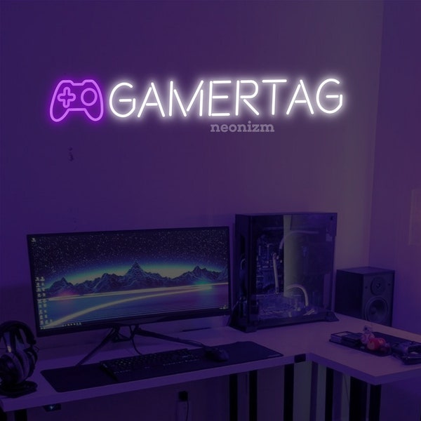 Gamer Neon Sign Personalized Game Tag / Username Neon Sign Gamer Gifts / Twitch Neon Light Game Room Decor / Stream Background Gift For Him
