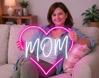 Mom Heart Neon Sign,  Mother’s Day Gift, Mothers Day Decor, Best Mom Ever Sign, New Mom Gift, Mom Birthday Gift