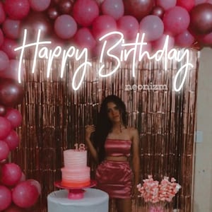 Alles Gute zum Geburtstag Neon Schild / Geburtstagsdeko / Geburtstagsparty Hintergrund / Alles Gute zum Geburtstag Neonlicht Party Dekor / Geburtstagsparty Schild