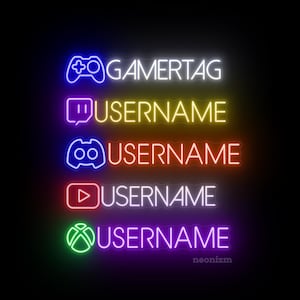 Enseigne néon Gamer personnalisée - Gamer Tag Sign - Enseigne néon pour salle de jeux - Cadeaux pour joueur - Cadeaux pour mari - Cadeaux pour petit ami - Cadeaux de Noël