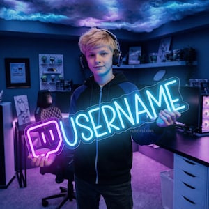 Custom Gamer Name Neon Sign, Twitch Neon Light, Personalized Gamer Gifts