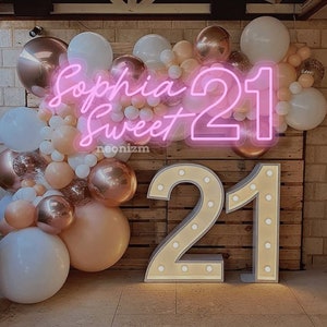 Letrero de neón para dulces 16, luz de neón de cumpleaños personalizada, decoración para dulces 16, letrero de neón para cumpleaños, luz de feliz cumpleaños, letrero LED para fondo de fiesta