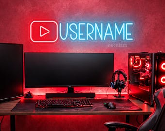 Letrero de neón personalizado para YouTube, fondo para transmisiones, decoración de canal, letrero para la habitación del streamer.