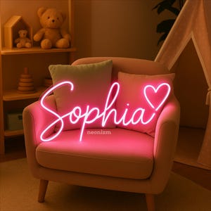 Custom Kids Name Neon Sign for Bedroom or Nursery – Personalized Light Up Wall Decor for Children’s Room – Baby Name LED Neon Gift