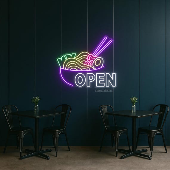 ラーメン店オープンネオンサイン - LEDヌードルバーオープンライト