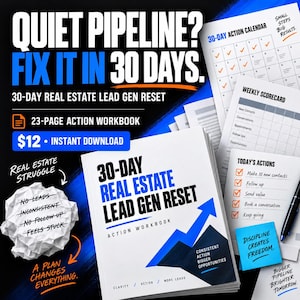 30-Day Real Estate Lead Gen Reset Workbook 2026 | Realtor Lead Generation Planner | Real Estate Agent Digital Download