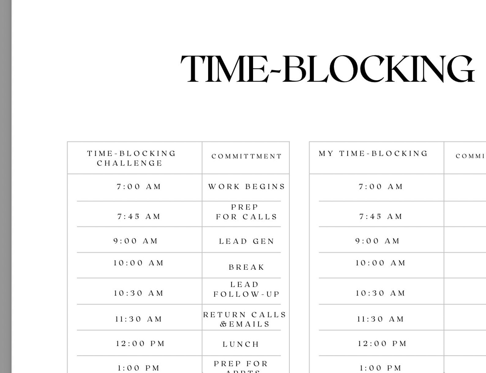 Time Blocking for Real Estate Agents Etsy