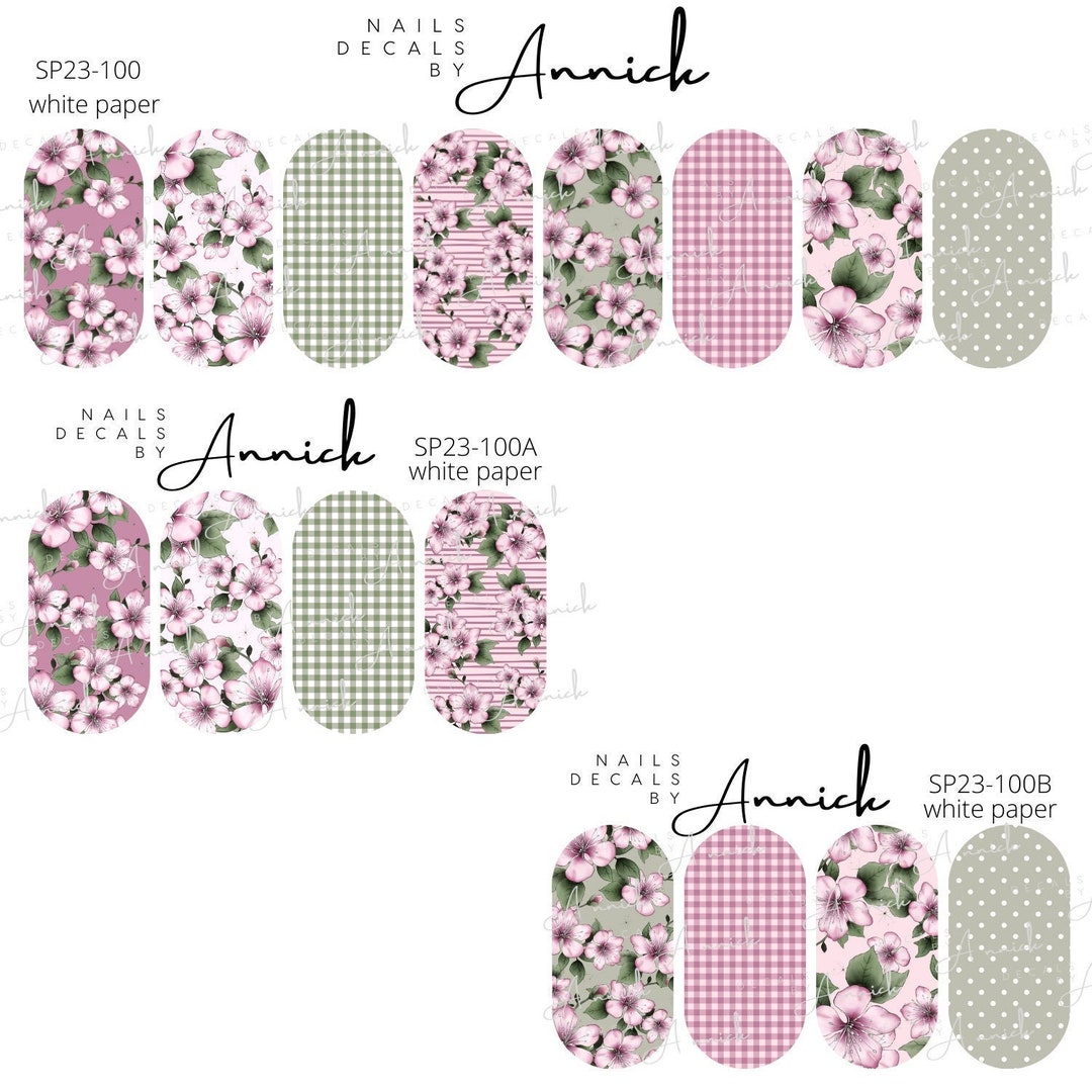 Water Transfer Decals, Pastel SPRING FLOWER Nail Stickers / Water
