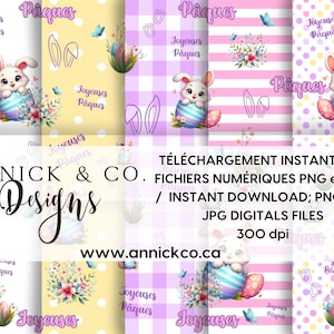 Fichier numérique SANS COUTURE Joyeuses PAQUES, Modèle Couture, Scrapbooking, Tissus, Sublimation, Papier numérique, Emballage de Pâques,