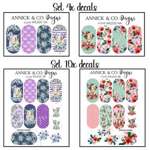 Waterslide decals for nails Highlands COWS with flowers