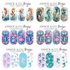Mermaid Nail Decals, Summer Nail Decals, Waterslide Nail Art, Flower Nail Designs, DIY Manicure, Cute Nails, Mermaid Tale Nails