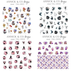 Cute Fall Nail Decals, Spring Nail Decals, Pastel Flower Nails, Aesthetic Nail Art, DIY Nails, Gift for Her