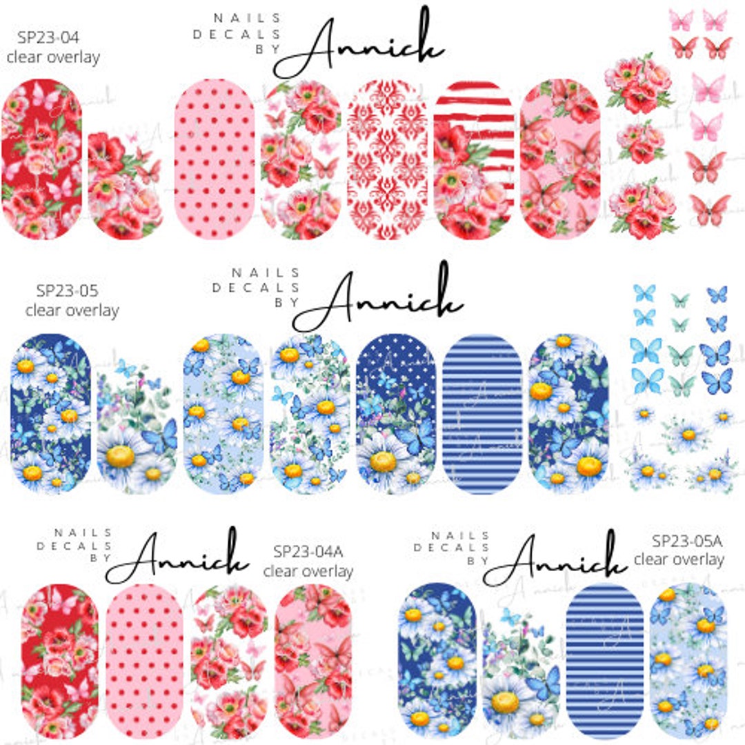Water Transfer Decals, Stickers for Nails Bouquets SPRING BUTTERFLIES
