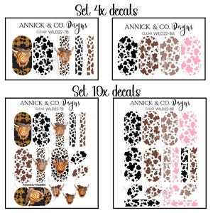 Décalcomanies à transfert d’eau, Autocollants pour ongles imprimé de VACHES  / Waterslide decals for nails COW PRINT