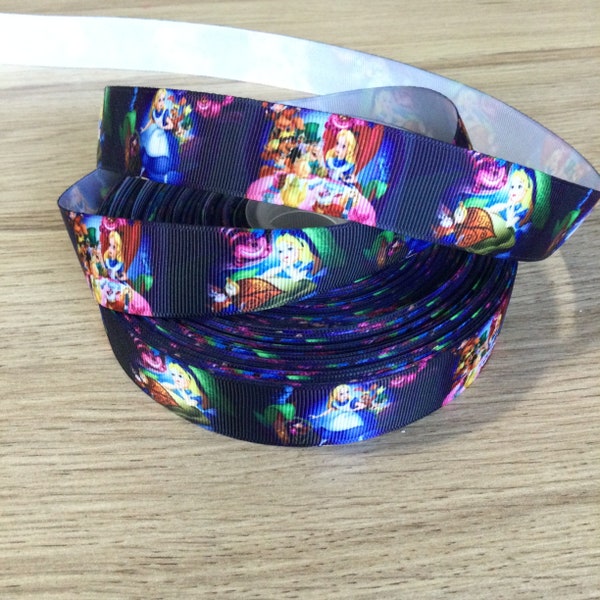 Alice in Wonderland  Grosgrain Character Ribbon by the yard