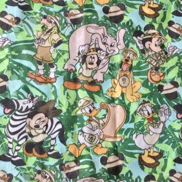 Offcut Mickey and Minnie animal kingdom character fabric
