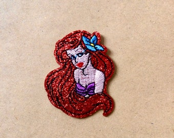 Ariel glitter geborduurde patch