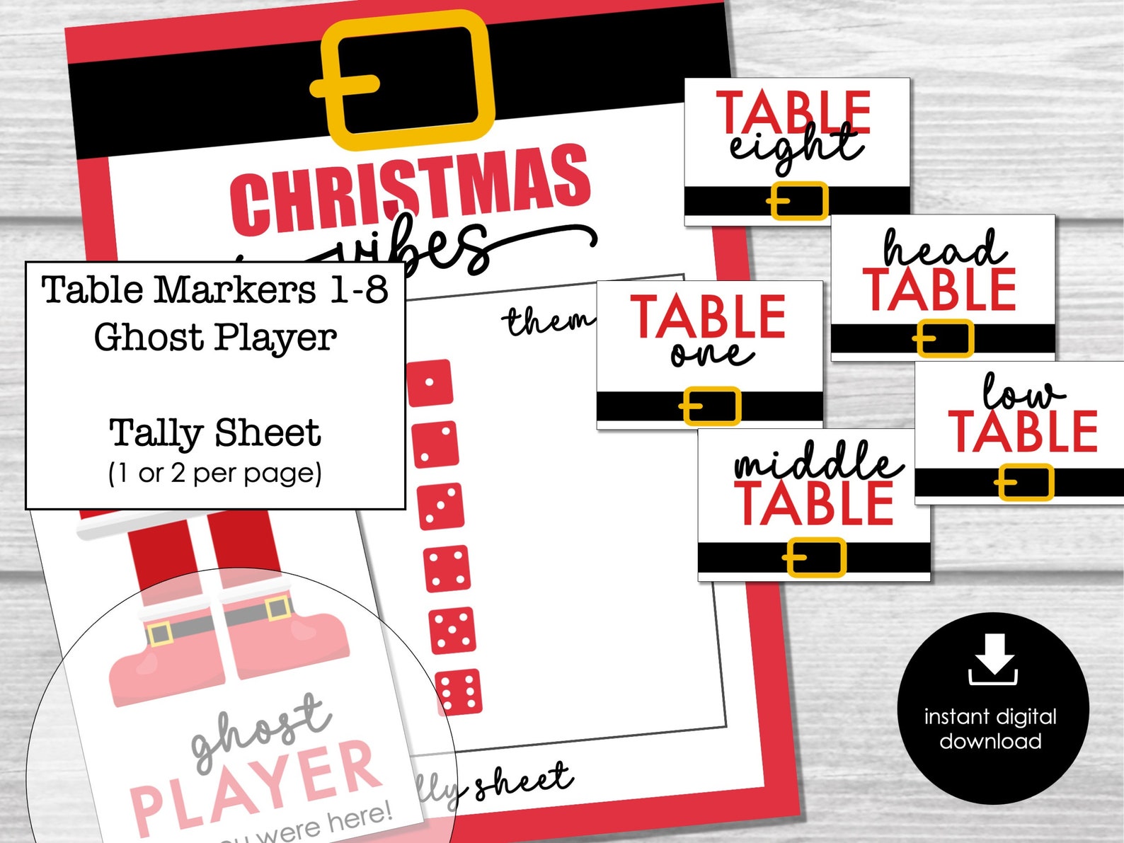 Christmas Printable Bunco Set, Bunco Tally Sheets, Bunco Score Sheets ...