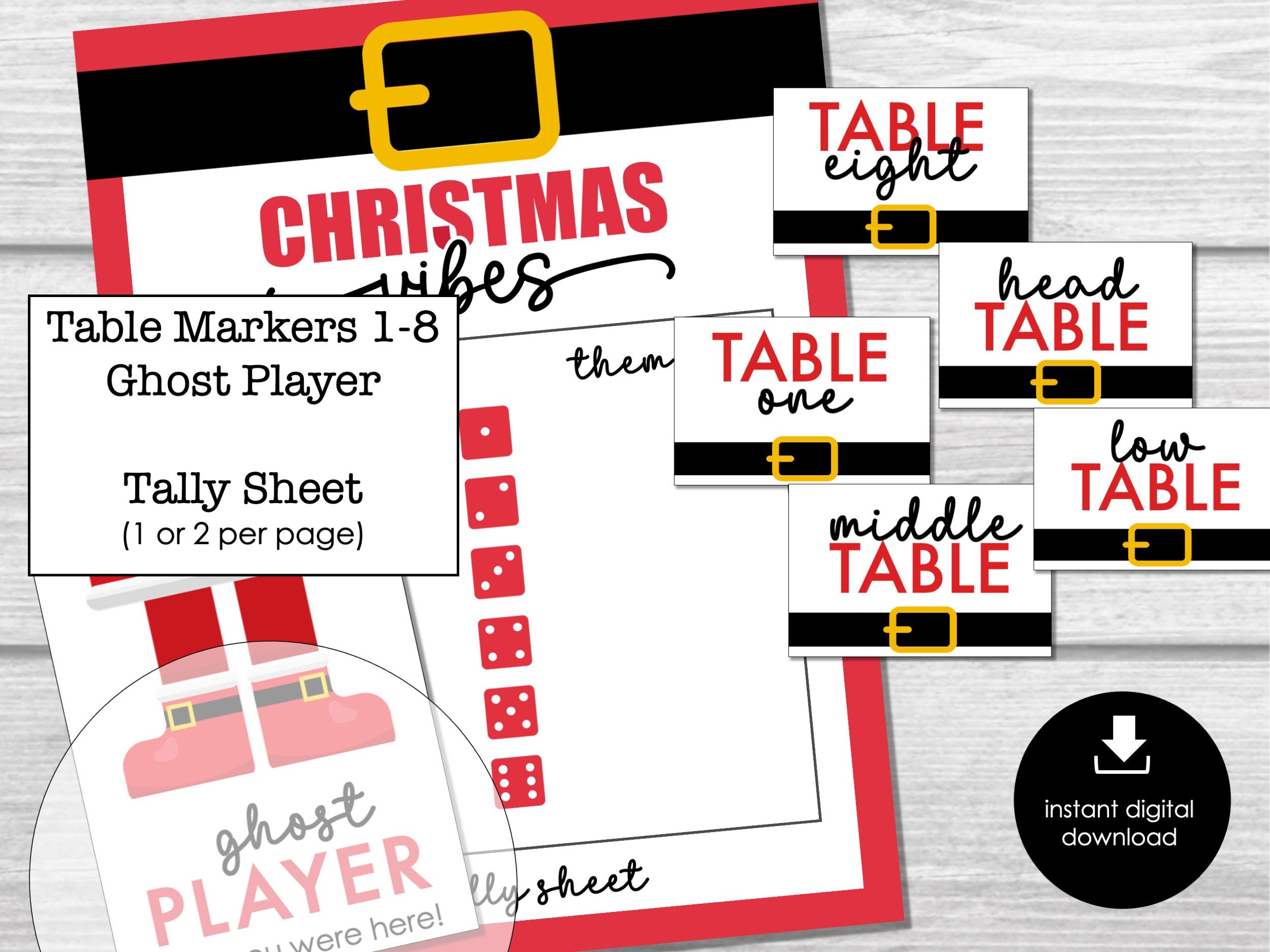 Christmas Printable Bunco Set, Bunco Tally Sheets, Bunco Score Sheets ...