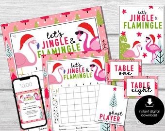 Christmas Bunco Score Sheets, Flamingle December Bunco Cards, Christmas Bunco Invitation, Bunco Party Kit, Winter Bunco, Holiday BUNKO