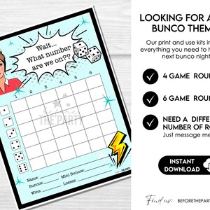 Retro Bunco Score Sheets, What number are we on? Bunco, Bunco Printable, Vintage Bunco Table Markers, Funny Bunco Party, Ladies Night Bunco