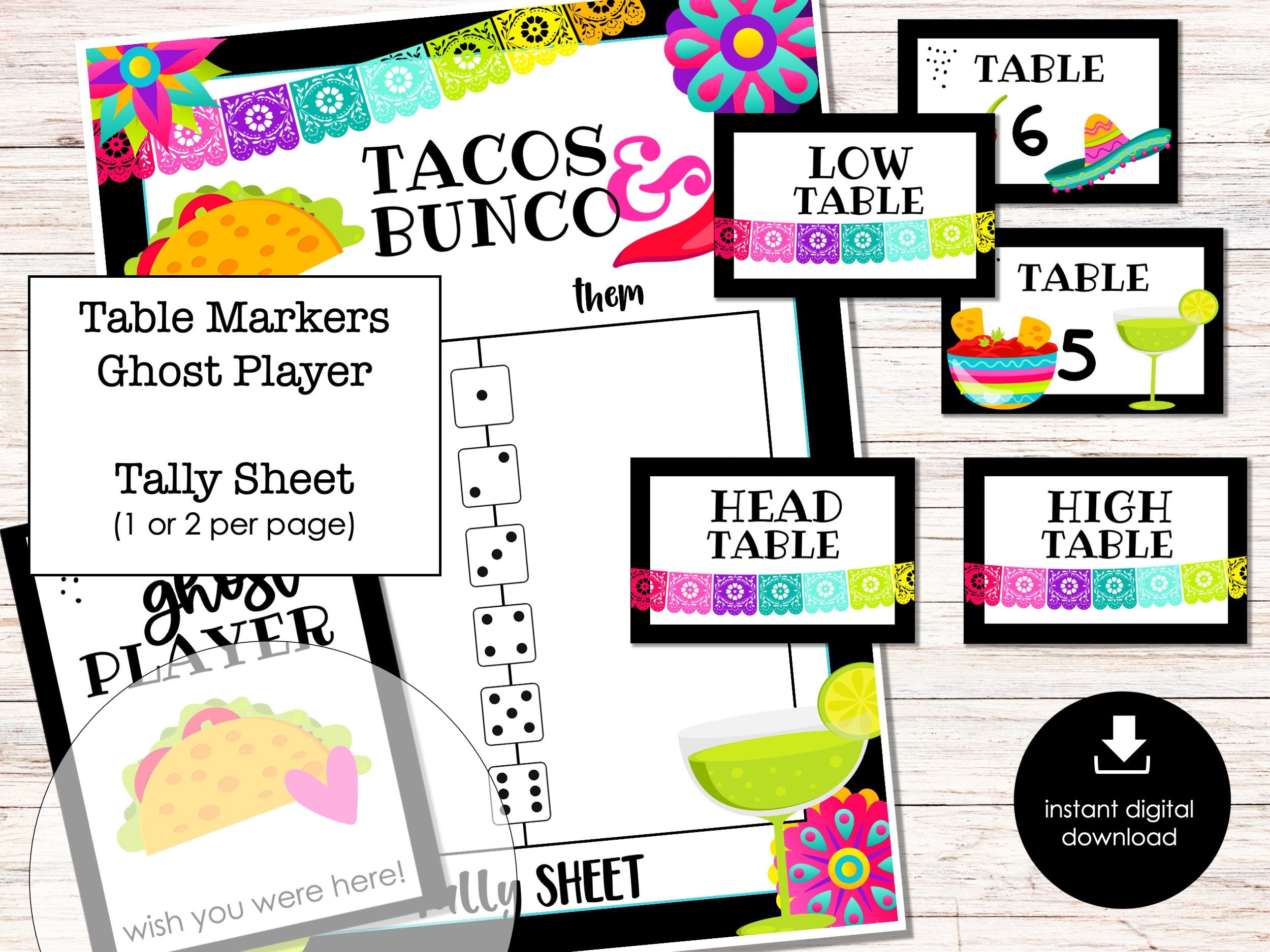 Taco Bunco Score Sheets Mexican Party Bunco Bunco Score - Etsy