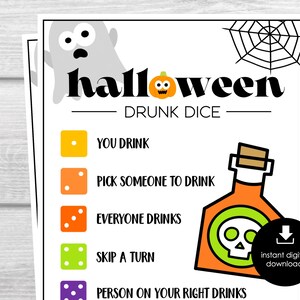 Halloween Party Drinking Game, Halloween Game for Adults - Drunk Dice Game Printable, Office Party, Bar, Halloween Party Game, Halloween Fun
