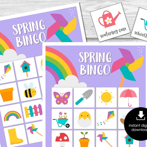 Jeu de bingo de printemps pour les enfants, jeu de bingo en classe, jeu de bingo de printemps, cartes de bingo imprimables de printemps pour les enfants, jeu de fête pour enfants