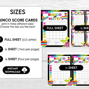 Cinco De Mayo Bunco Score Sheets, Mexican Party Bunco, Bunco Score Cards, Bunco Table Cards, Bunco de Mayo Party, May Bunco Game Printable