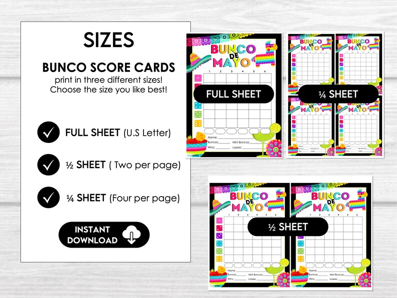 Cinco De Mayo Bunco Score Sheets, Mexican Party Bunco, Bunco Score Cards, Bunco Table Cards, Bunco de Mayo Party, May Bunco Game Printable