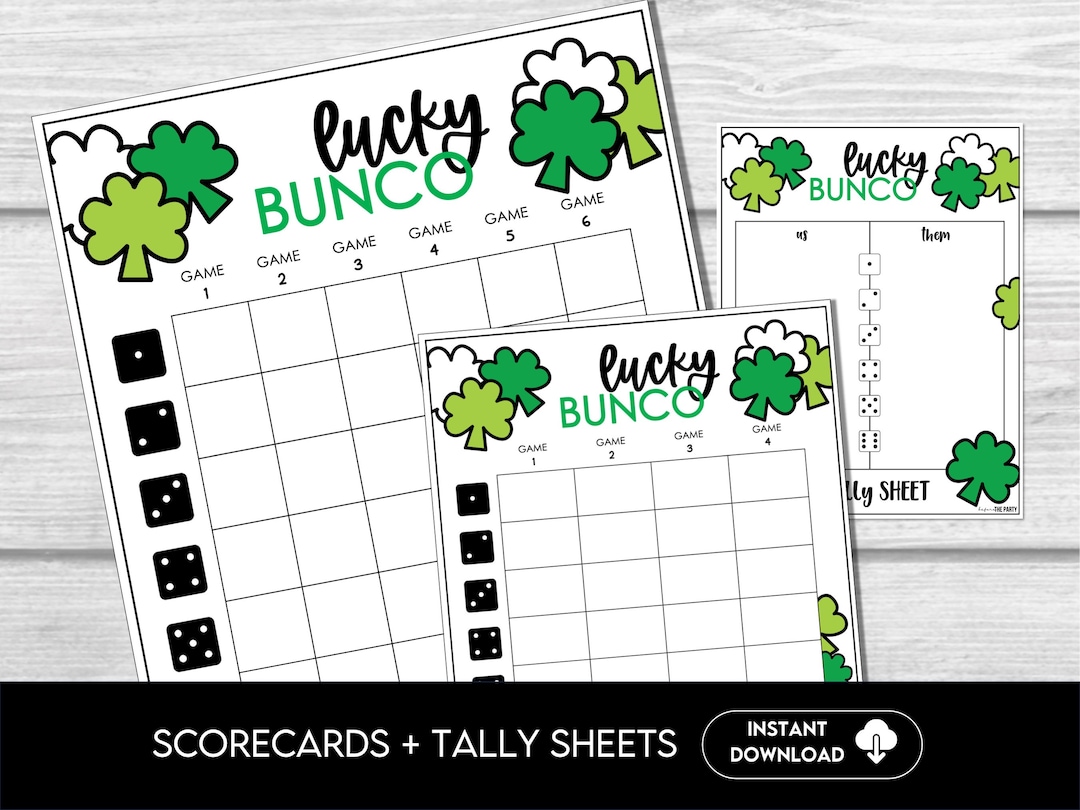 bunco score sheets for st patricks day