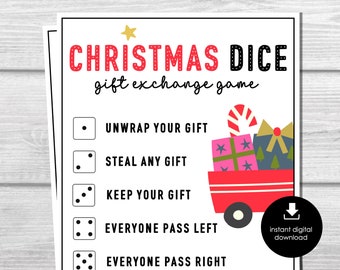 Juego de intercambio de regalos navideños Roll The Dice, divertido juego de dados para intercambiar regalos, juego de fiesta navideña para grupos, niños y adultos, escuela, fiesta de oficina