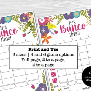 Spring Bunco Score Cards, May Bunco Score Sheets, Flowers Bunco 