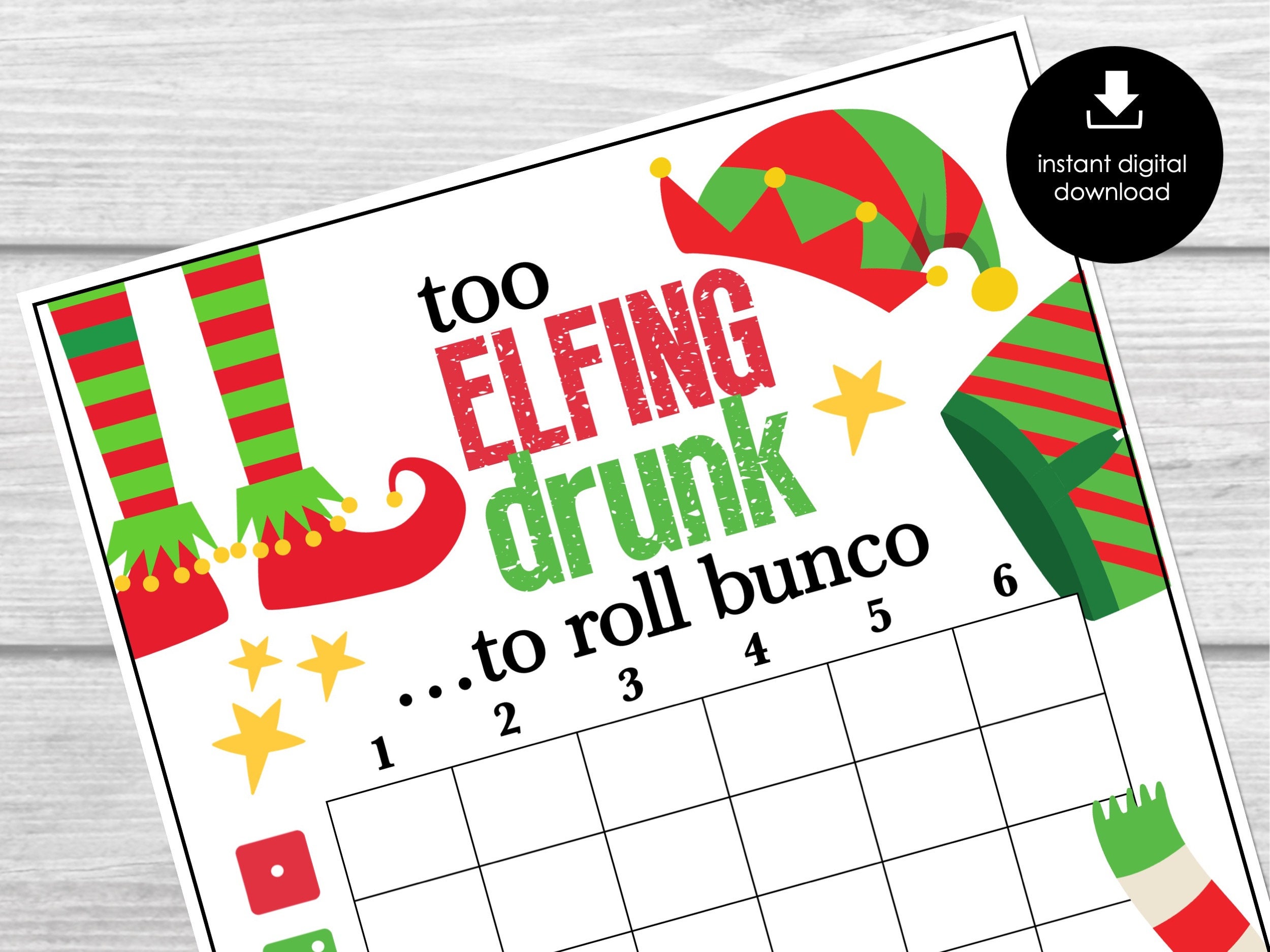 Christmas Elf Bunco Score Sheets, December Bunco Game, Christmas Bunco ...
