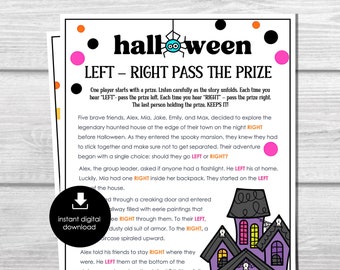 Funny Halloween Party Game: Left Right Pass the Prize (Digital Download)