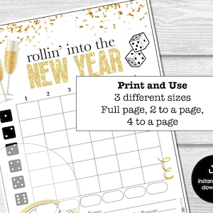 New Year's Eve Bunco Score Sheets, Bunco Score Sheets for Happy New ...