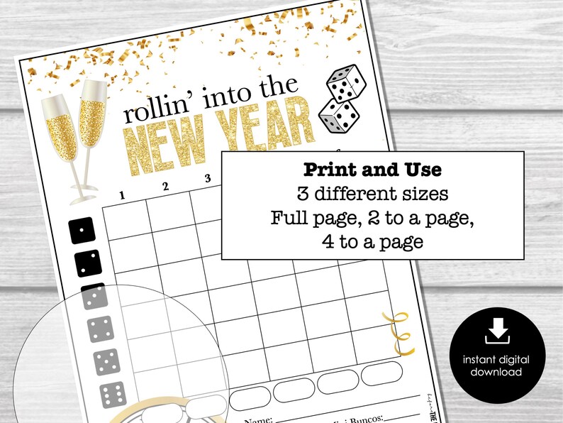 New Year's Eve Bunco Score Sheets, Bunco Score Sheets for Happy New ...