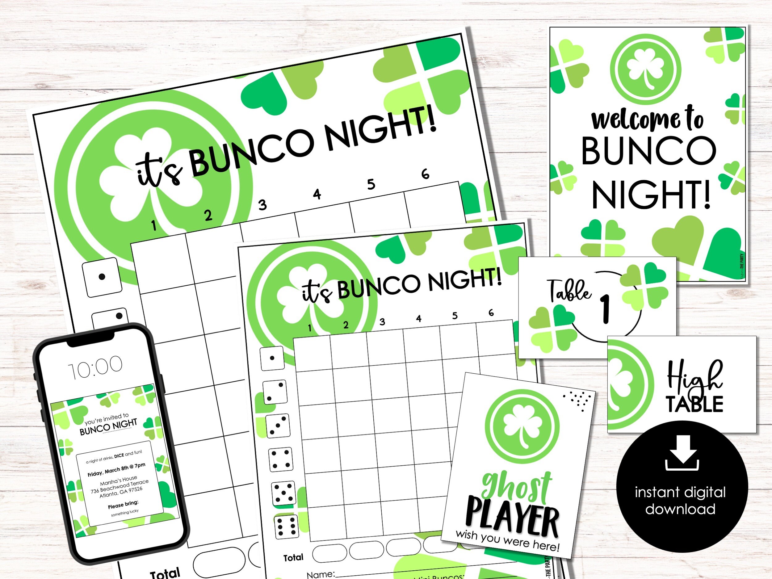 st patricks day bunco score sheets